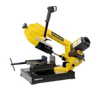 Stanley Sierra de cinta para metal sierra de banda metal 750W, capacidad de corte 105 mm, con ángulo de corte ajustable 0-45°, para acero tubos perfiles, máquina de sierra portátil para taller