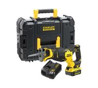 Stanley - Sierra de sable inalámbrica de 18 V, 1 batería de iones de litio de 4,0 Ah, cargador SFMCS311M1T-QW