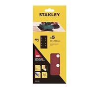 STANLEY STA31582-XJ - 5 hojas de lija perforadas. 1/3 (93 x 190mm). Grano 80. Autoadherentes. Madera, pintura, barniz, yeso, metal y plástico.
