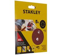 STANLEY STA32027-XJ - 5 Discos ø 125 mm. Para lijadora rotorbital. Madera, pintura, barniz, yeso, metal y plástico. Grano 60. Larga Duración.