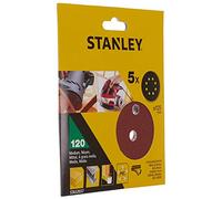 STANLEY STA32037-XJ - 5 Discos ø 125 mm. Para lijadora rotorbital. Madera, pintura, barniz, yeso, metal y plástico. Grano 120. Larga Duración.