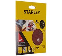 Stanley Discos de lija STA32167-XJ – 5 uds Ø115 mm Grano 40 para lijadora rotorbital