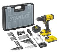 Stanley Taladro atornillador AKU 18 V con 2 baterías 2,0 Ah, accesorios y cargador SFMCD700D2A-QW