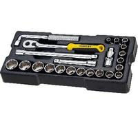 Stanley STMT1-74726, Juego de dados, 1/2", Métrico/Imperial, 23 piezas, 8, 9, 10, 11, 12, 13, 14, 15, 16, 17, 18, 19, 21, 22, 27, 30, 32 mm, Acero cromo vanadio