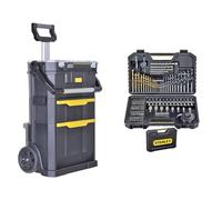 Stanley STST1-79231 - Taller móvil para herramientas 2 en 1, Dimensiones 53 x 75.60 x 32 cm & STA7205-XJ - Juego de Brocas (Taladro, Albañilería, Metal, Madera) Acero inoxidable