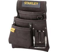 Stanley Bolsa para Clavos con Soporte para Martillo, Piel de búfalo Flexible y Duradera, múltiples Bolsillos de fácil Acceso, Reforzada con Remaches, Cosido Doble, STST1-80114