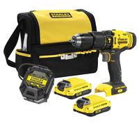 Stanley - Taladro AKU 18V con atornillador de impacto, 2x batería 1,5 Ah Li-Ion, cargador SFMCD711C2S-QW