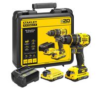 Stanley - Taladro AKU de 18V, 2x batería 2,0 Ah Li-ion, cargador SFMCD720D2K-QW