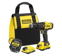 Stanley - Taladro atornillador AKU 18V, 2x batería 1,5 Ah Li-Ion, cargador SFMCD700C2S-QW