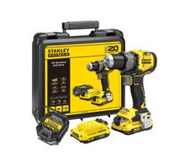 Stanley - Taladro atornillador AKU 18V, 2x batería 2,0 Ah Li-Ion, cargador SFMCD725D2K-QW