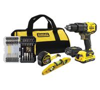 Stanley - Taladro de impacto 18 V con accesorios, 1x batería, 2,0 Ah Li-Ion, cargador SFMCK101D1S-QW