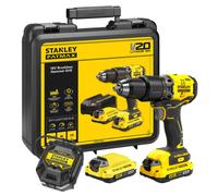 Stanley - Taladro percutor AKU 18V, 2 baterías 2,0 Ah Li-Ion, cargador SFMCD715D2K-QW