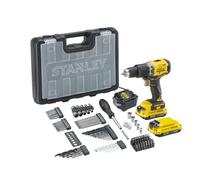 Stanley - Taladro percutor AKU de 18V con accesorios, 2x batería 2,0 Ah Li-Ion, cargador SFMCD715D2A-QW