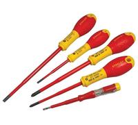 STANLEY XTHT0-62692 - Juego 5 destornilladores FatMax VDE con punta reducida. Electricista 3.5x75mm, 5.5x150mm; Ph1x100mm, Ph2x125mm, Test de voltaje