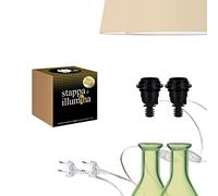 Stappa e illumina Big Size x2 |Convierta botellas en lámparas en 30 segundos Botellas con orificio de 23 a 30mm Botellas Magnum Soporte de lámpara de botella E27 para kit de lámpara de botella (2 pcs)