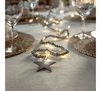 STAR TRADING Cadena de luces LED Beady, gris, cuentas de madera, 150 cm, pila