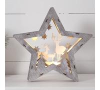 STAR TRADING Estrella decorativa LED Fauna de madera alto 24 cm