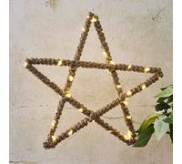 STAR TRADING Estrella decorativa LED Jutta, en cuerda de yute