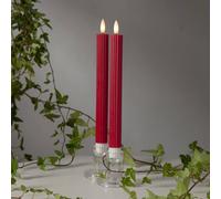 STAR TRADING Juego de 2 velas LED Flame Stripe, rojas, 25 cm, cera, pila