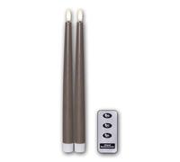 Star Trading Juego de 2 velas LED FLAMME SLIM con mando a distancia, altura 28,5 cm, diámetro 2,1 cm, color topo, batería y función de temporizador