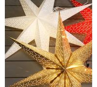 STAR TRADING Mite estrella de papel con agujeros, blanca Ø 70 cm