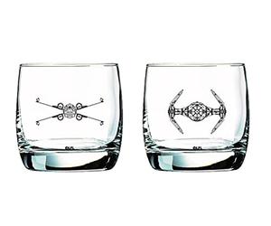 Star Wars Glass Set - X-Wing & TIE Fighter - Collectible Gift Set of 2 Glasses - 10 oz Capacity - Classic Design - Heavy Base