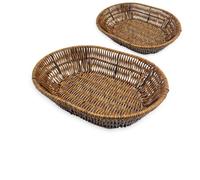 STARELY-SET 2 Cesta de Pan Cesta de Mimbre de imitación Cesta de Almacenamiento de Mimbre,My Bar Cesta Pan Oval PP Reforzada 24 cm