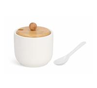 STARLEY-Azucarero y Salero de Cocina con Tapa de Madera y Cuchara Incluida - Diseño Elegante 11,5 cm
