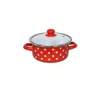 STARLEY - Cacerola con tapa de cristal, diseño rojo con lunares, apta para inducción, gas y lavavajillas - Disponible en 16/18/20/22/24 cm - Olla decorativa y práctica para cocina 2000ml 20*9cm