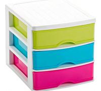 STARLEY-Cajonera de plástico Guadiana 3 -4 cajones transparentes, torre almacenaje, sobremesa, escritorio, baño, oficina Transparent. 3 drawers