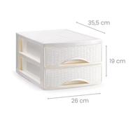 STARLEY-Cajonera Rattan de Sobremesa 2/3/4 Cajones, Blanco o Marrón, Ideal para Escritorio, Baño o Cocina White
