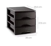 STARLEY-Cajonera Rattan de Sobremesa 2/3/4 Cajones, Blanco o Marrón, Ideal para Escritorio, Baño o Cocina White