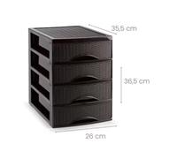 STARLEY-Cajonera Rattan de Sobremesa 2/3/4 Cajones, Blanco o Marrón, Ideal para Escritorio, Baño o Cocina White