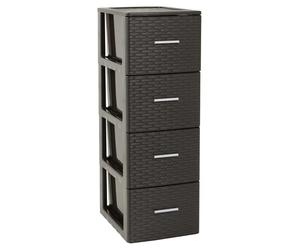 STARLEY-Cajonera Volga en Rattán Marrón o Blanco | 2, 3 o 4 Cajones | Almacenamiento para Dormitorio, Sala y Oficina White
