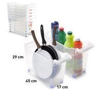 STARLEY- CARRITO TRANSPARENTE MULTIUSOS RUEDAS Y ASA, CESTA ORGANIZADORA PARA PRODUCTOS DE LIMPIEZA, BAÑO, COCINA PACK 2