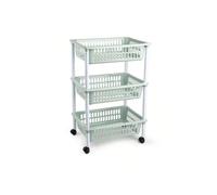 STARLEY-Carrito verdulero Modelo PLFT de plástico con 3 Niveles y Ruedas, cestas apilables portaobjetos, Frutas, Verduras, Cocina, baño ( 61 x 40 x 30 cm) Green