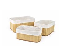 STARLEY - Confortime Set de 3 Cestas de Ordenación de Bambú Natural - Cestas Organizadoras Decorativas, 2 Tamaños Disponibles para Baño, Cocina, Dormitorio u Oficina