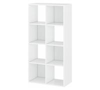 STARLEY-Estantería blanca con 8 compartimentos,Estante organizador de almacenamiento de 8 cubos con parte posterior,estante de almacenamiento de habitación,salón,oficina 67,5 x 32 x H. 134 cm