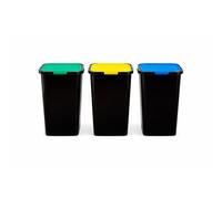 STARLEY-Jardin202 -Cubo de Reciclaje de Plástico 45L con Asa y Tapadera | Ideal para hogar y separación de residuos Set of 3 cubes