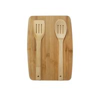 STARLEY - Juego de tabla de cortar y cuchara tabla de cortar bambu +2 espatulas 33 x 23 x 0.8 cm
