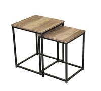 STARLEY- Mesas auxiliares - Juego de 2 - Cuadradas - Madera - Joya
