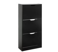 STARLEY-Mueble Zapatero de Madera 3 Niveles 60 x 24 x 118 cm para un Almacenamiento más Ordenado,Sala de Estar Pasillo Dormitorio Black