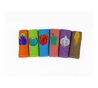 STARLEY-Pack 6 Paños cocina 50x50cm,Multicolor con Dibujo Bordado de Frutas ,100% Algodón, suaves, absorbentes y resistentes,El pack puede contener algunos dibujos o colores que no aparecen en las imá