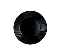 STARLEY - Pack de 4 piezas - Juego elegante de platos negros para mesa moderna | Incluye Plato hondo 23,5 cm para sopas, Plato llano 25 cm para platos principales y Plato de postre 19 cm - Vajilla res