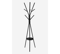 STARLEY- Perchero de Pie Negro Estilo Arbol, Perchero de Pie con 10 Ganchos y Bandeja Auxiliar, 44 x 40x 180 cm, Perchero con Estante