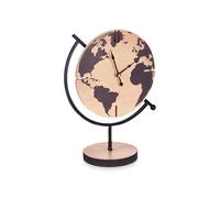STARLEY Reloj De Mesa Mapamundi Negro Metal Madera Mdf 22,5 X 30,5 X 12 Cm.Pilas: 1xAA x 1.5V (no incluidas)