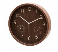 STARLEY - Reloj de Pared Decorativo con Indicador de Temperatura y Humedad - Blanco/Marrón 30 X 4,50 X 30 CM Brown