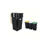 STARLEY-SET 3 Cubo De Basura Para Reciclaje Tontarelli 44 L Negro (38,5 X 34,5 X 54,5 Cm) (3 Uds)