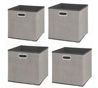 STARLEY-SET 4 Cajas de almacenamiento de cubos con doble asa de metal,Cubo PP Gris ,Negro,JASPEADO 31 x 31 x H 31 cm Gray