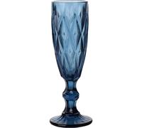 STARLEY-SET 6 Copas de cristal color champán azul oscuro de con nuevos diseños de diamantes.16.5cl